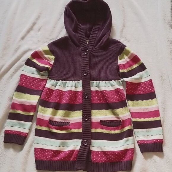 CRAZY 8 GIRLS SWEATER CARDIGAN WITH A HOOD SZ M - Picture 1 of 5